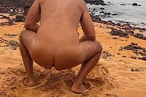 Solo Latina beauty Ladysilva goes wild on the beach