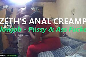 Amateur Lizeth has a big ass and gets anal creampie with cock and doggy style sex
