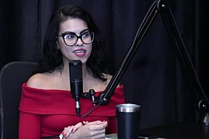 See through lingerie and a big ass in a gangbang video