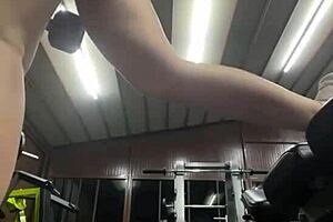 Young blonde girlfriend enjoys solo pleasure at the gym