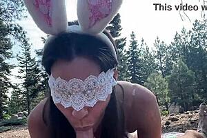 A homemade video of a bunny in the woods having a hot and intimate moment with me