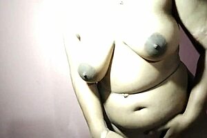 My girlfriend with big natural tits and hairy armpits gave me a good hand job on valentines day