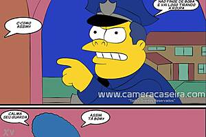Cartoon porn parody of The Simpsons with police officer