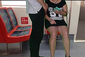 Young Brazilian girl flashes and gives a public handjob