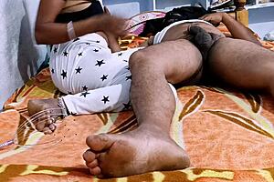 Pretty Indian housewife gives her husband a sensual massage