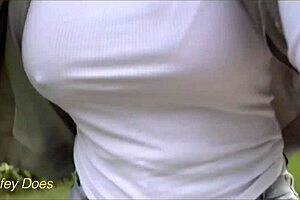 Braless wife rides bike in public, showing off her tits