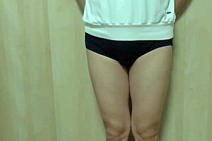 She pretends to be a certain type of school girl, wearing a swimsuit, gymnastics uniform, and transparent underwear for anal play