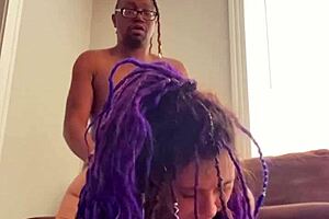 Broke and purple dreadhead got his dick pounded hard