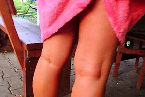 Tanned MILF gets a creampie in public outdoor sex