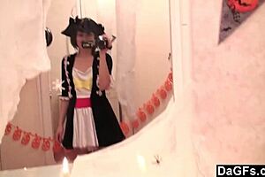 Solo performance of a hot Caribbean pirate babe on cam