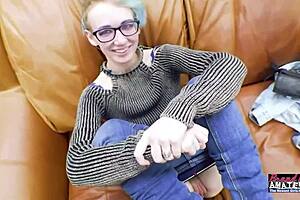 Petite nerdy teen gets her ass fucked and cum on face