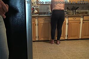 Turkish stepmom nearly caught me jerking off on her ass