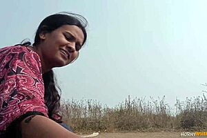 Real Indian wife in jungle, intense outdoor action