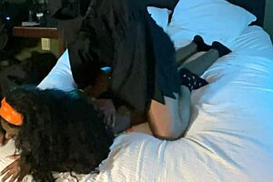 Look at this cheerleader slut riding big black cock rough and getting creampied.