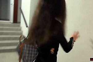 risky public anal sex in elevator with pov blowjob and cum on ass