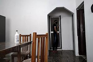 Pervert stepfather watches stepdaughter in the bathroom