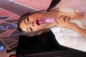 The university girl has fun with her dildo