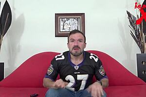 Does he fuck his friend hard and cum in her mouth and tits?