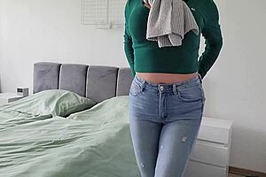 Petite blonde screams as cock throbs inside her