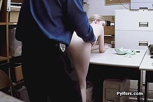 Perky blonde teen caught on hidden cam during strip search gets drilled
