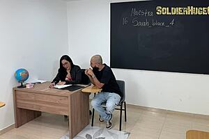 Damn! Fucking the New Substitute Teacher Sarah Black with SoldierHugeCock!