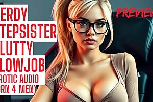 Nerdy stepsister gives a taboo blowjob with erotic ASMR audio instructions
