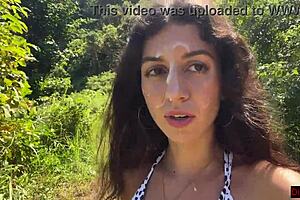 Hottie blows me on public beach and struts with cum on face - cumwalk 😜