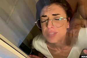 French nympho with glasses returns for pussy pounding threesome