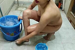 indian bhabhi bathing openly while brother-in-law secretly gropes