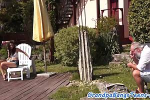 hey, can ya believe this teen rides grandpa's face?