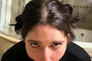 My girlfriend loves deepthroating and getting her face covered in cum!