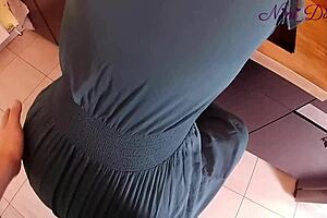 Girl pulls panties for kitchen fuck!