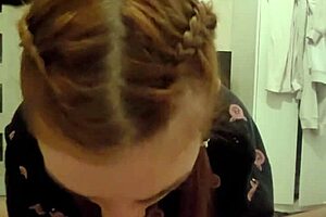 red head roommate just took my dick for blowjob