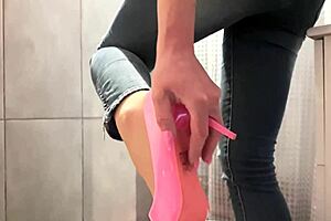 Desperate Pee In My Jeans And Pink High Heels!