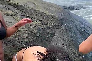 hey there, we're the hairy crew banging wild on the beach