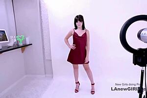 whoa, this brunette gets pounded hard during a modeling audition on the sofa