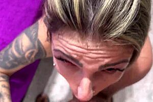 monster cock gagging deepthroat with brown eyes