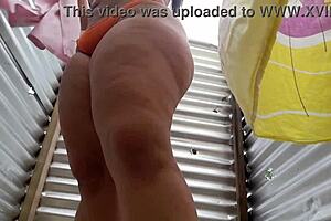 caught on cam at public beach cabin with sneaky amateur action. just wild stuff happening outdoors!