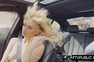 Amateur blonde boldly flashes and masturbates nude in public