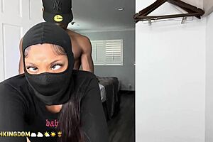 sexy latina bangs herself with dildo before real cock.