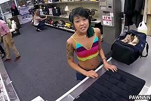 Asian Babe Sucks Huge Cock in Pawn Shop Hidden Cam