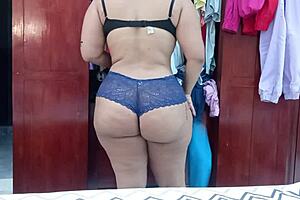 Camera Captures Mature Nurse in Lingerie Showing Off Big Ass in Homemade Clip