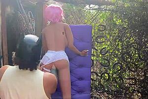 Blonde gets assfucking with sex toy again