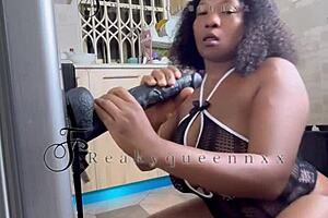 hot milf camgirl goin crazy with 14 inch dildo on fridge... full vid on membership!