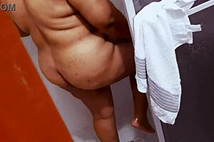 big colombian babe touches herself in kitchen