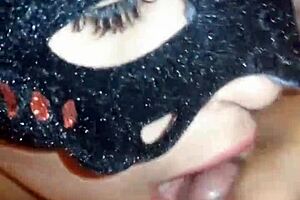My neighbor catches me masturbating and cums in my mouth, unbelievable!