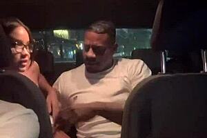 Hot Asian babe rides Uber driver hard while fiancé watches BBC action!