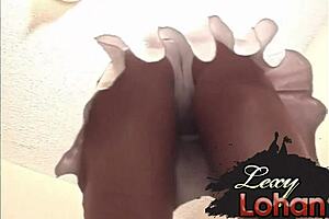 lexy lohan teases with cameltoe and gives slutty blowjob