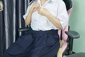 thai student explores intimate lessons with teacher in cosplay scene