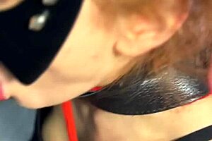 Leashed Slut In High Heels Gives Deep Blowjob